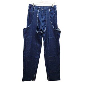 Unique Womens Denim  Jeans Distressed Detailing & Zippered Ankles Large Size